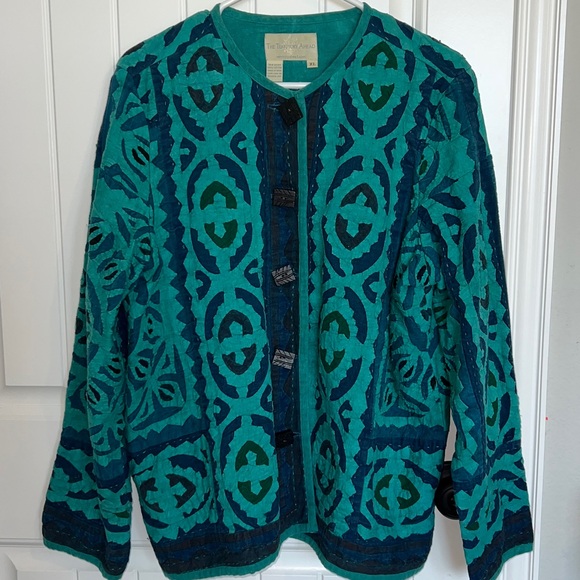 The Territory Ahead Jackets & Blazers - The Territory Ahead Vintage, Quilted, Appliqué Jacket with wood buttons - Sz XL